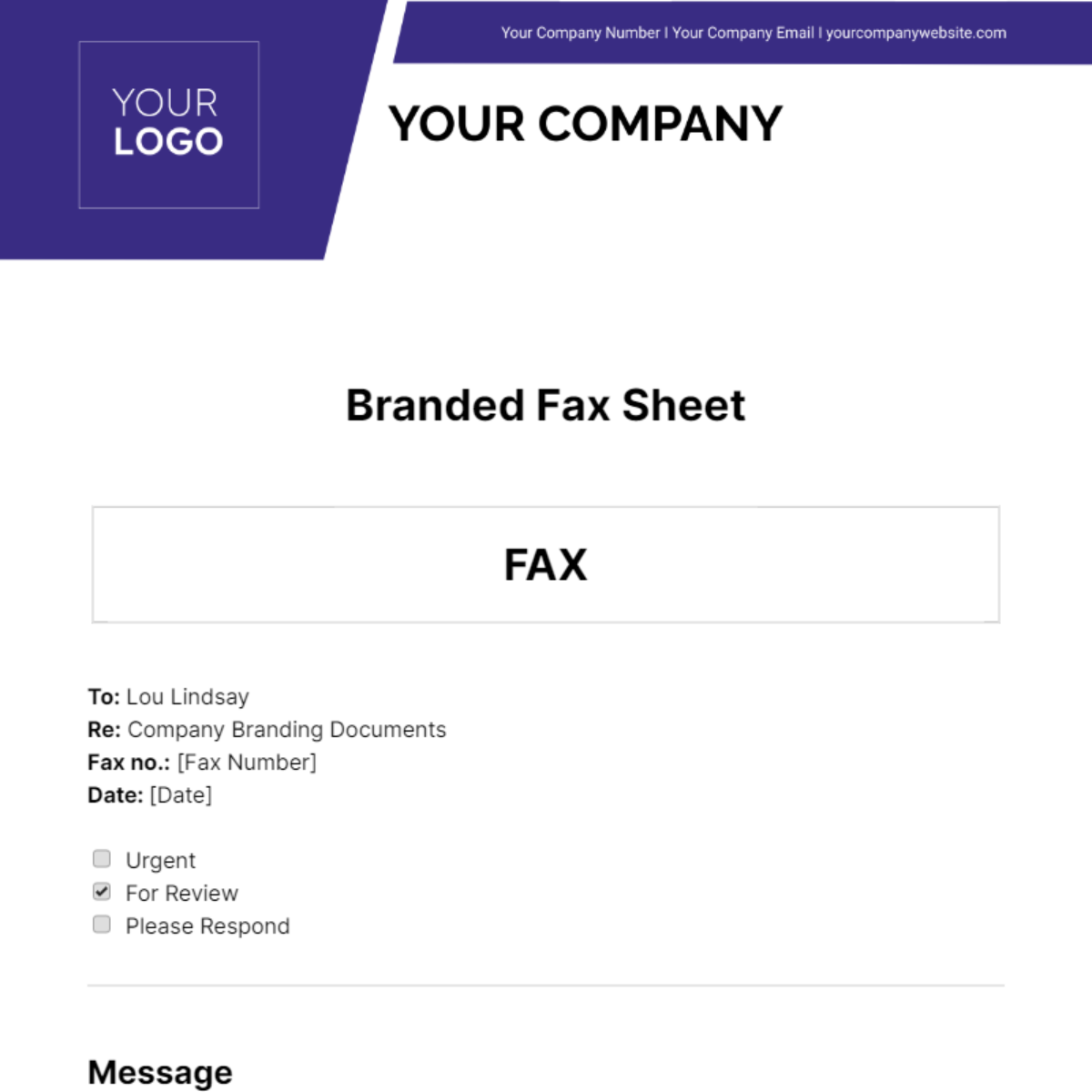 Branded Fax Sheet Template - Edit Online & Download