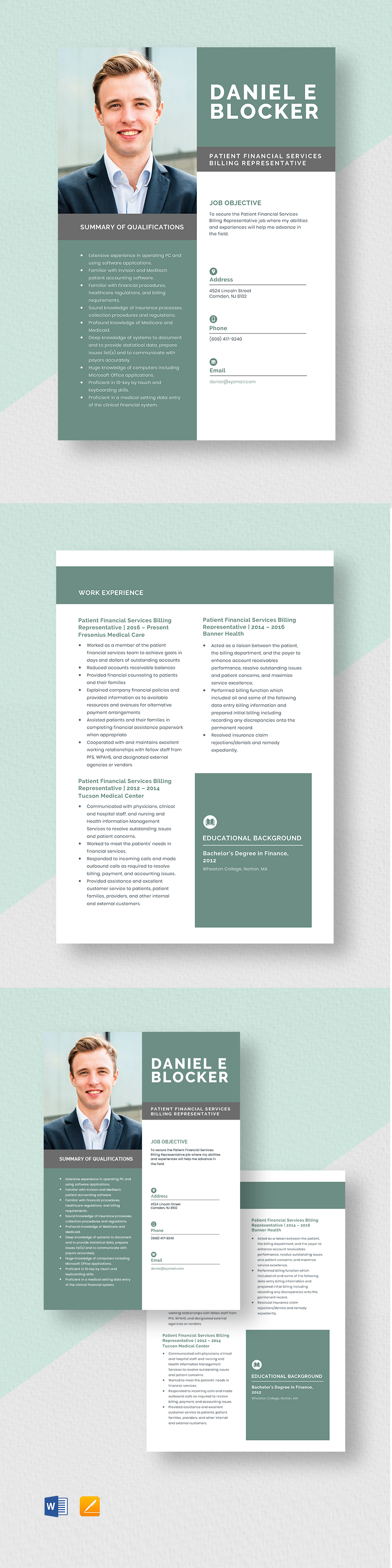 Free Patient Financial Services Billing Representative Resume Template 