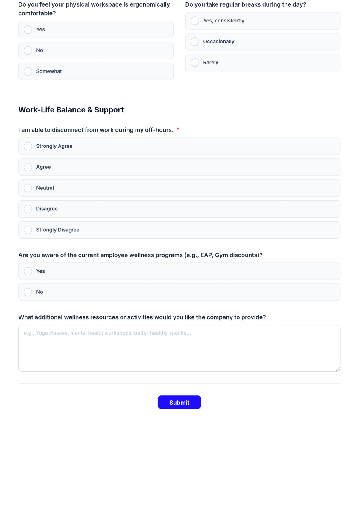 Free Employee Wellness Assessment Form Template & AI Maker