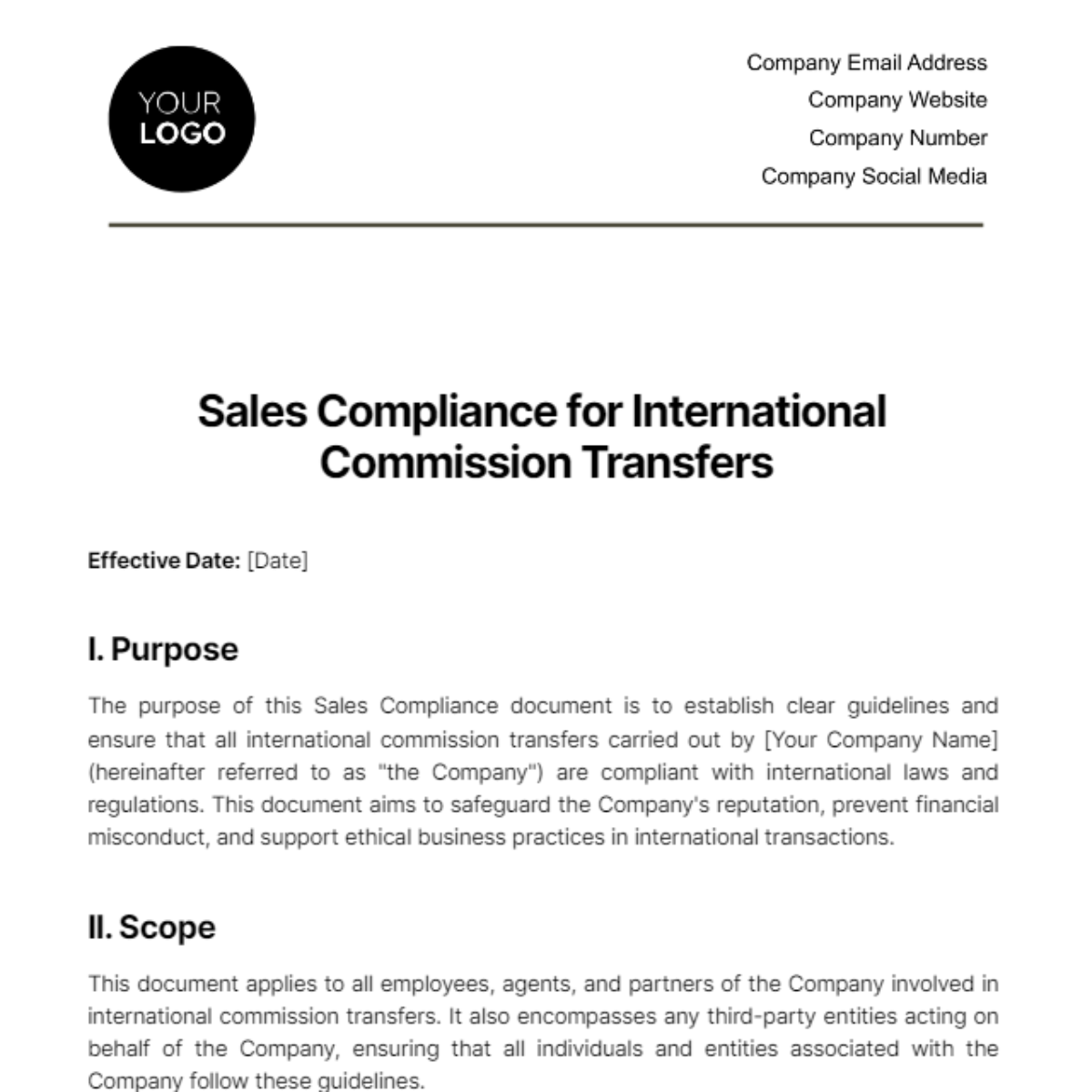 Sales Compliance for International Commission Transfers Template