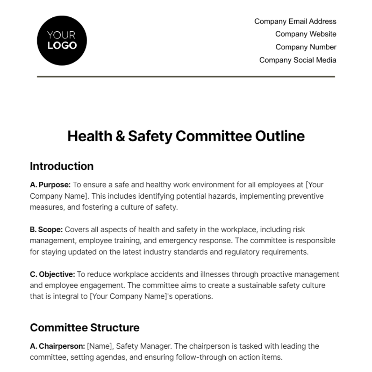 Health & Safety Committee Outline Template