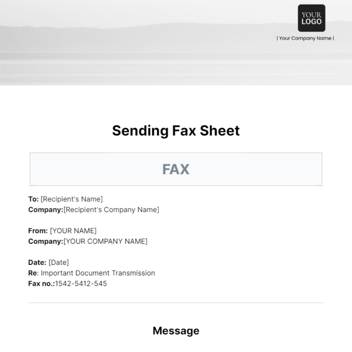 Free Sending Fax Sheet Template