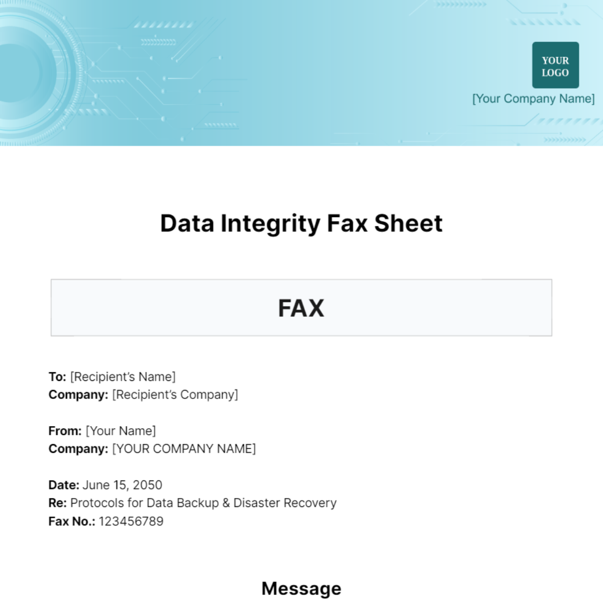 Data Integrity Fax Sheet Template - Edit Online & Download