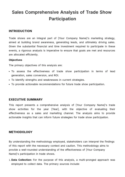 Free Sales Comprehensive Analysis of Trade Show Participation Template to Edit Online