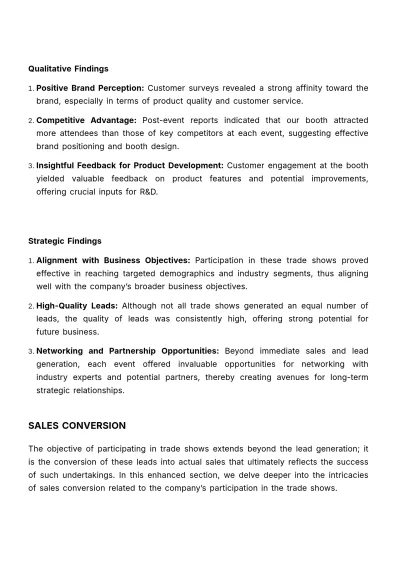 Free Sales Comprehensive Analysis of Trade Show Participation Template to Edit Online