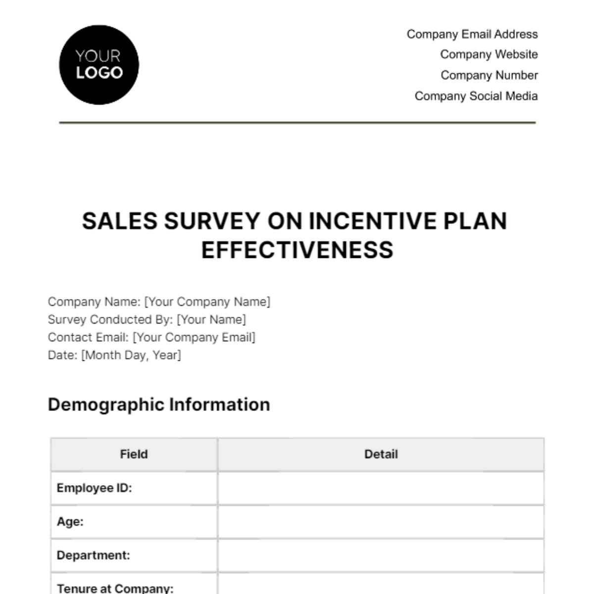 Sales Survey on Incentive Plan Effectiveness Template