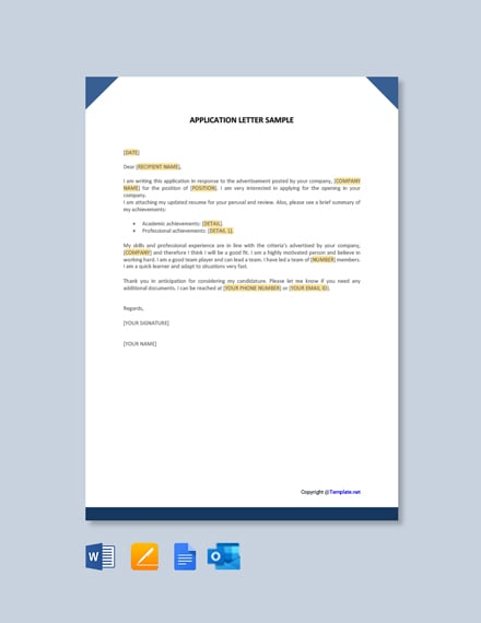 application letter google docs template