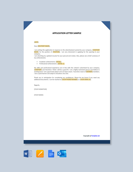 FREE Sample of Application Letter Template - Word (DOC) | Google Docs ...