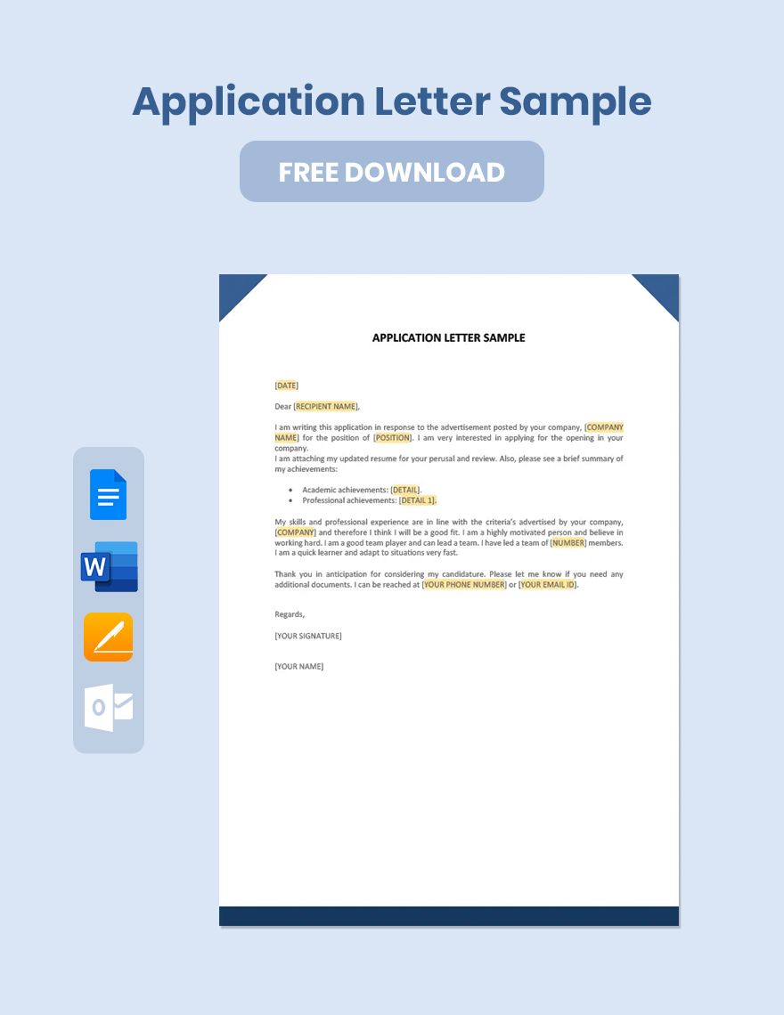 Application Letter Sample Free Download