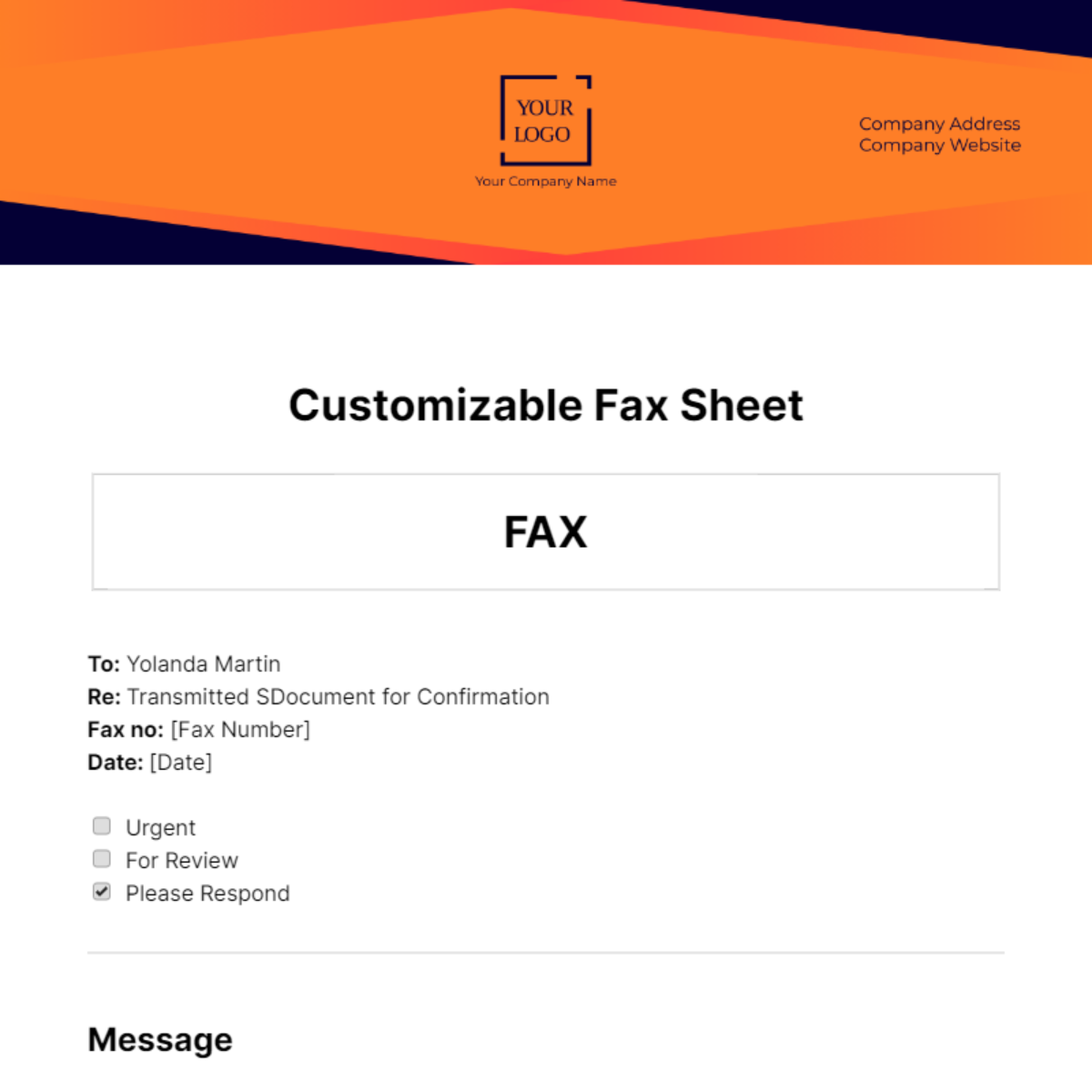 Customizable Fax Sheet Template - Edit Online & Download