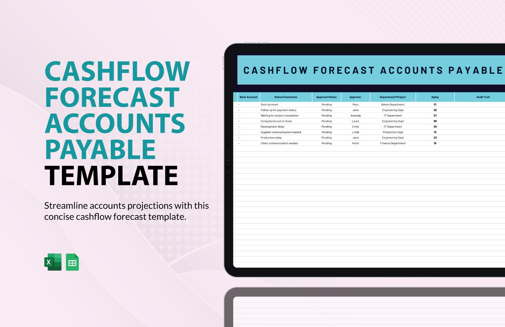Cashflow Forecast Accounts Payable Template in Excel, Google Sheets