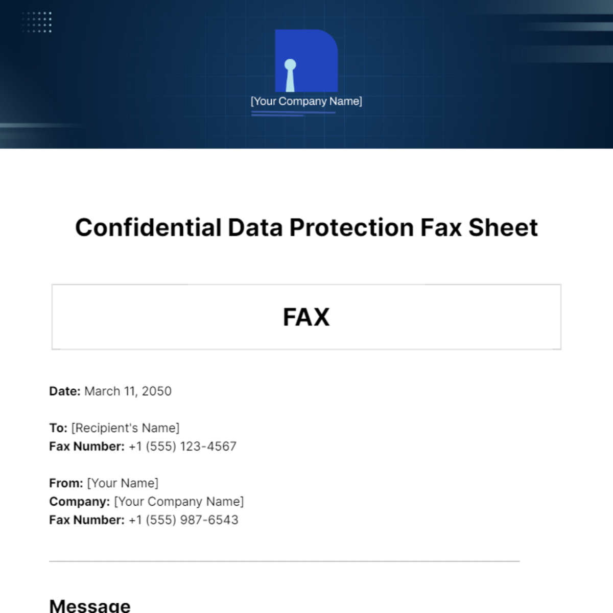 Confidential Data Protection Fax Sheet Template - Edit Online & Download