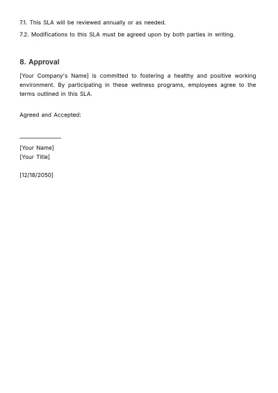 Free Employee Wellness Initiative SLA Template to Edit Online