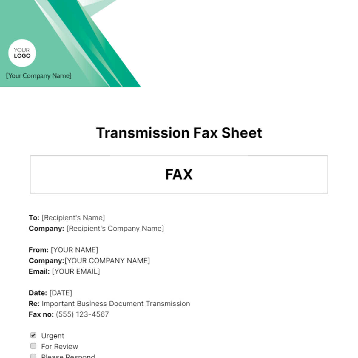 Free Transmission Fax Sheet Template - Edit Online & Download ...