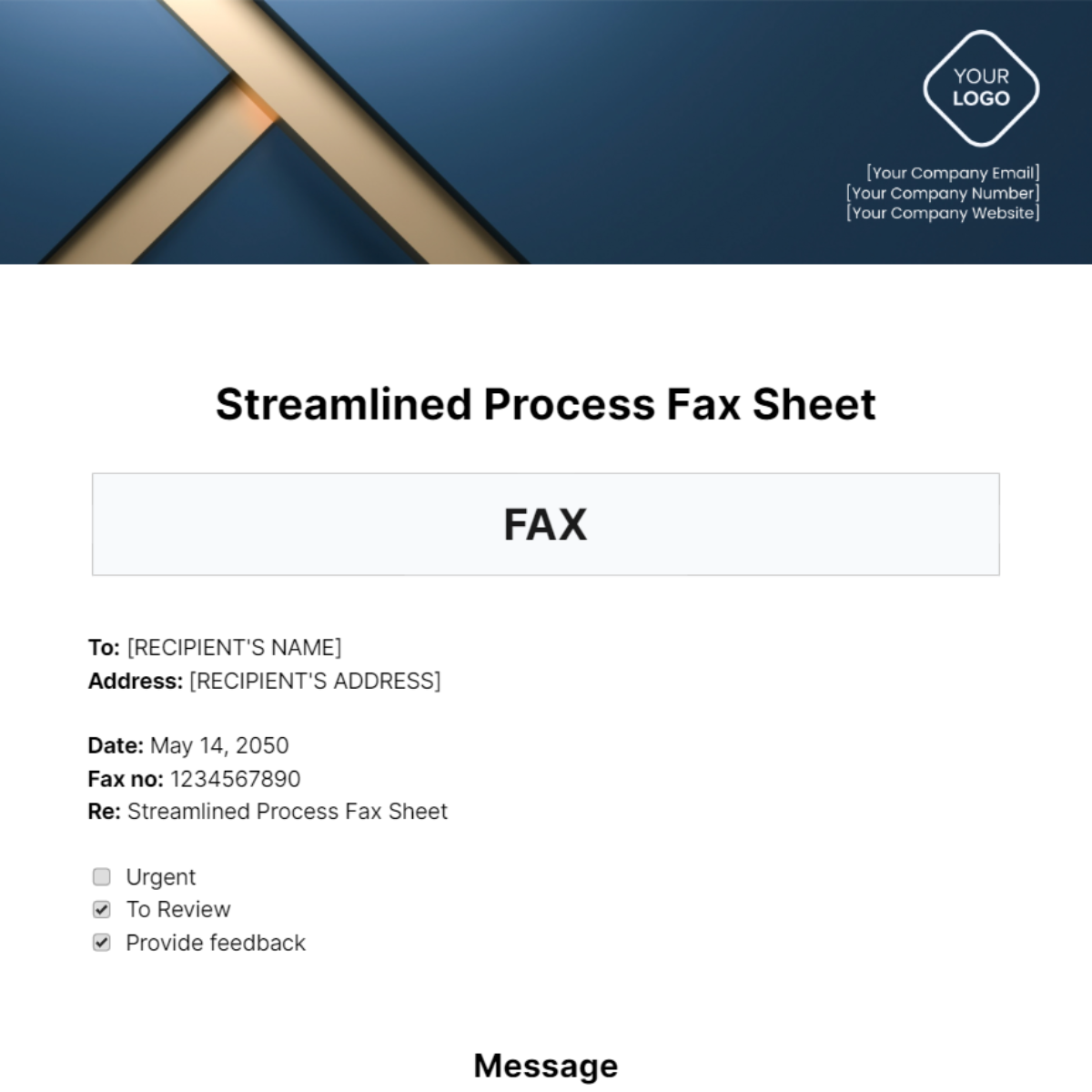 Streamlined Process Fax Sheet Template - Edit Online & Download