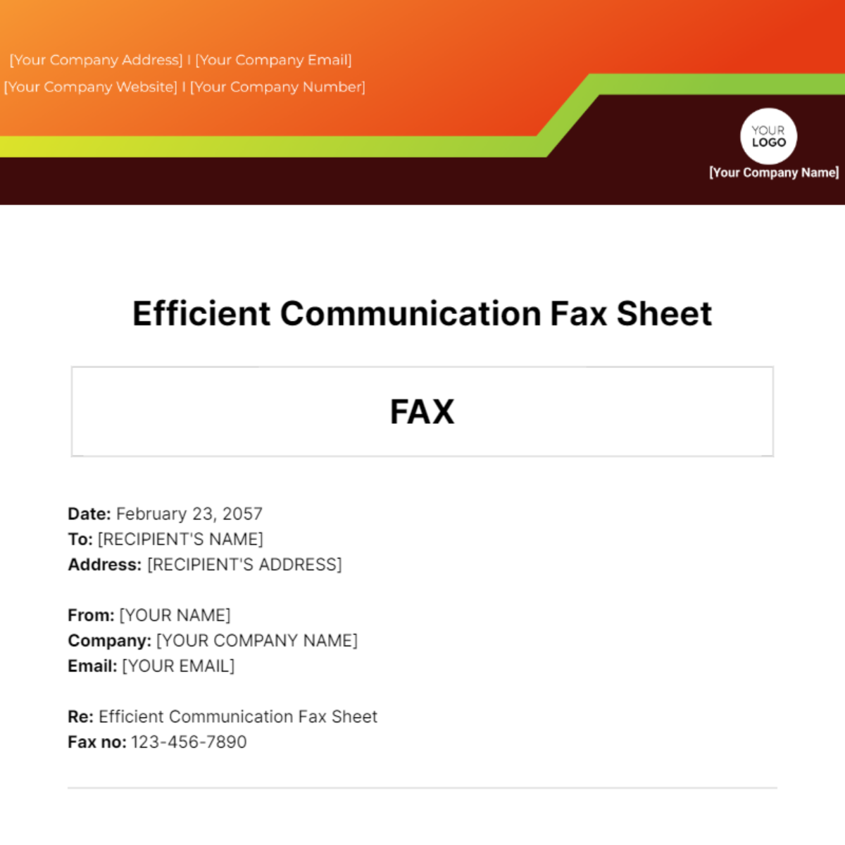 Efficient Communication Fax Sheet Template