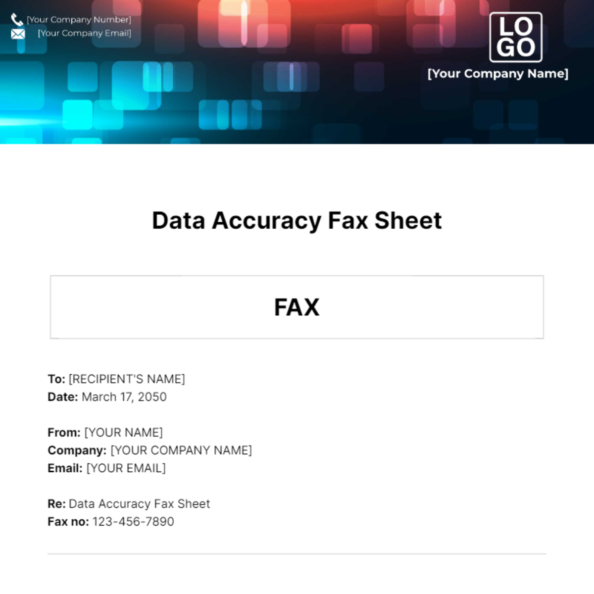 Data Accuracy Fax Sheet Template - Edit Online & Download