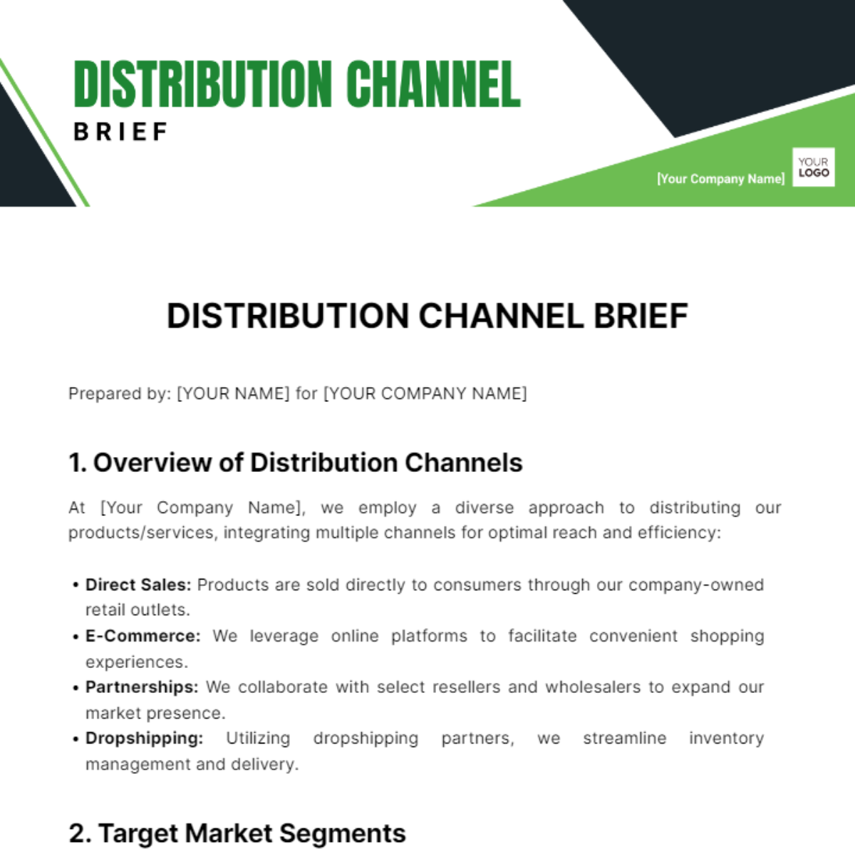 Distribution Channel  Brief Template