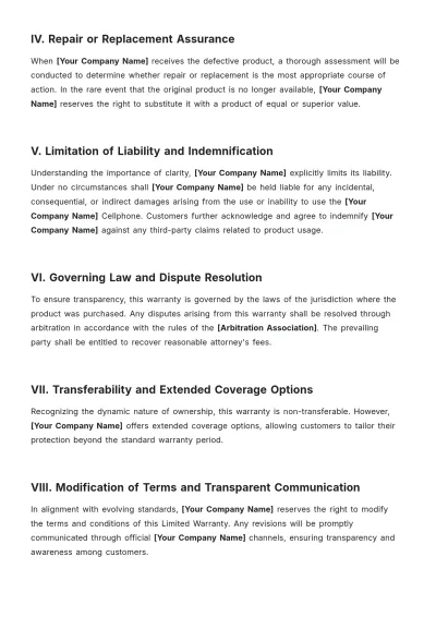 Free Basic Warranty Template to Edit Online