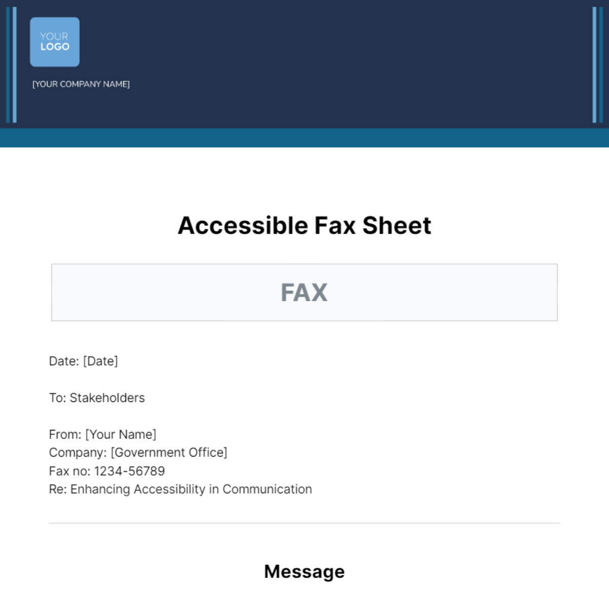 Accessible Fax Sheet Template