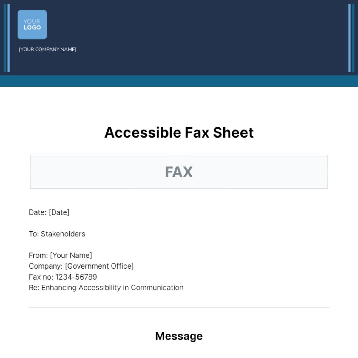 Accessible Fax Sheet Template - Edit Online & Download