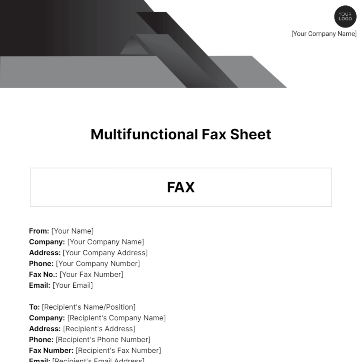 Multifunctional Fax Sheet Template