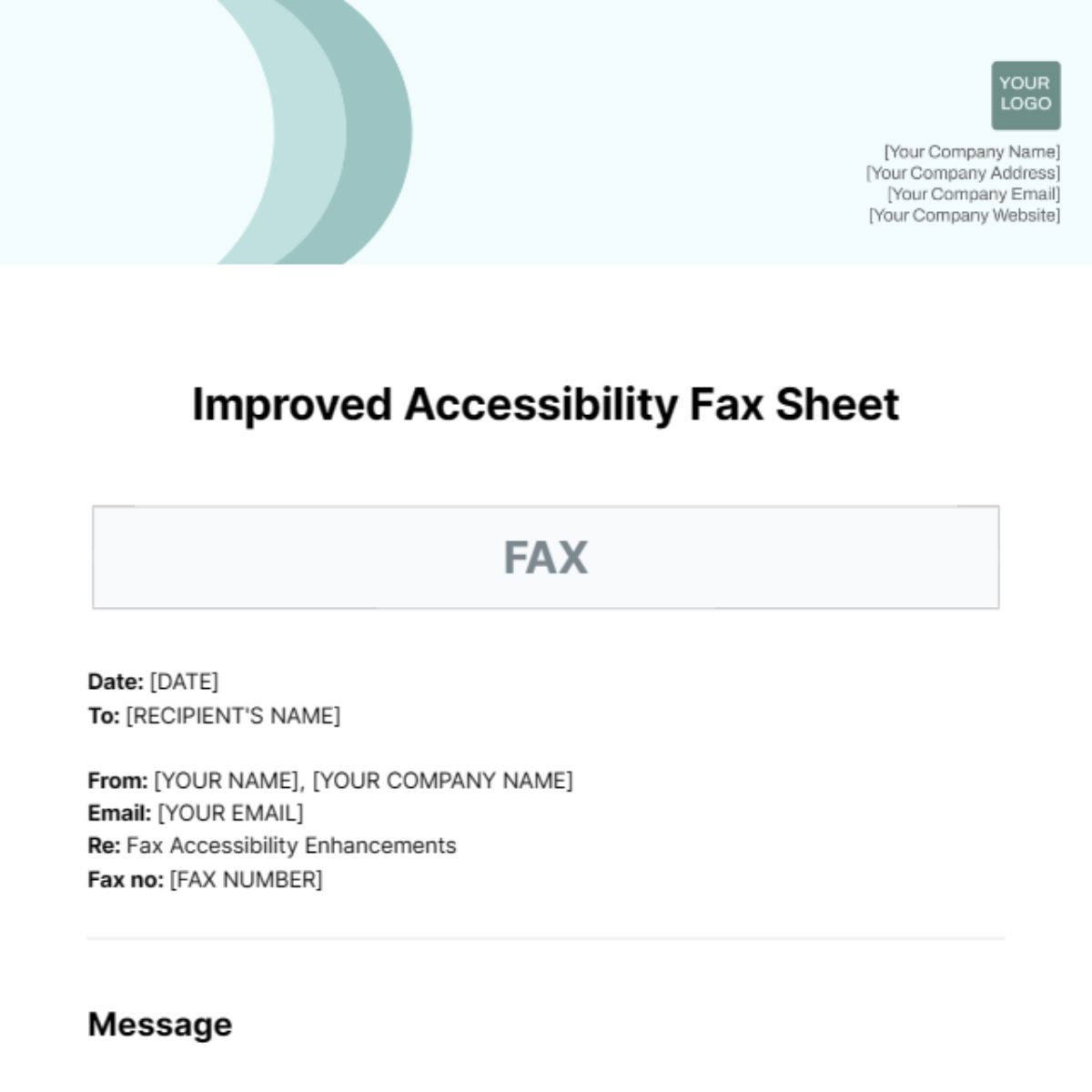 Improved Accessibility Fax Sheet Template