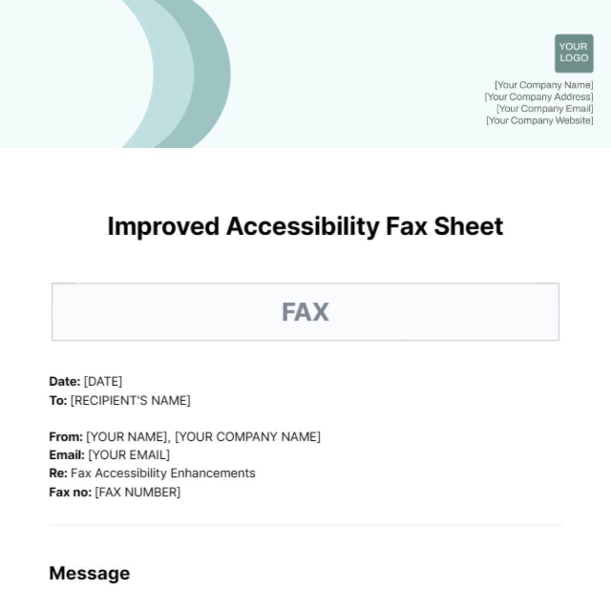 Improved Accessibility Fax Sheet Template - Edit Online & Download