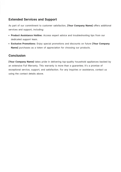 Free Sample Warranty Template to Edit Online