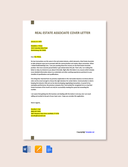 real estate lead cover letter template google docs