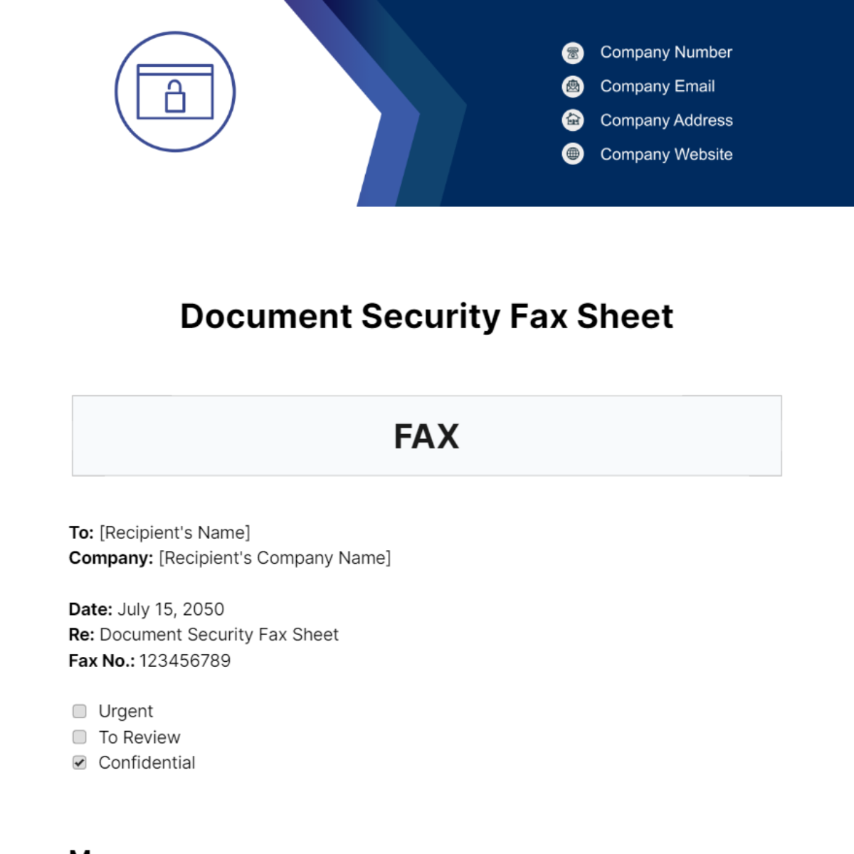 Document Security Fax Sheet Template - Edit Online & Download