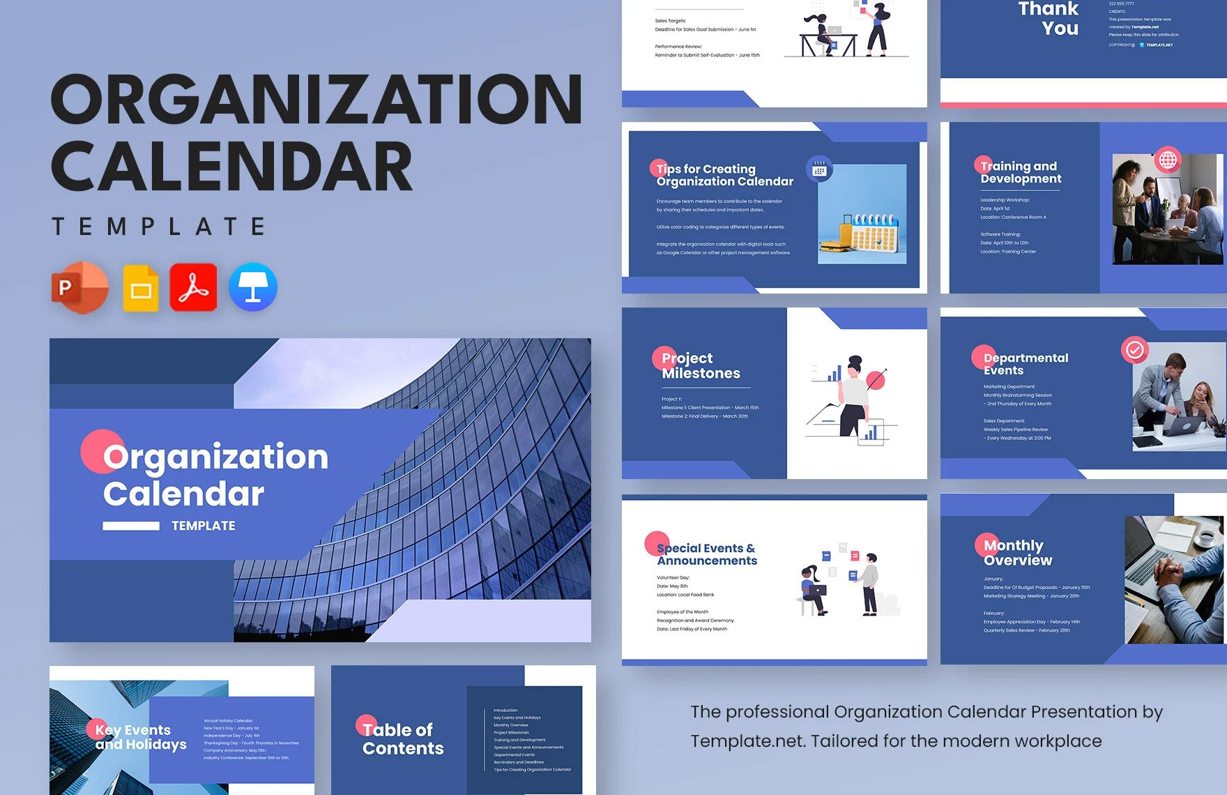Organization Calendar Template in PDF, PowerPoint, Google Slides, Apple Keynote