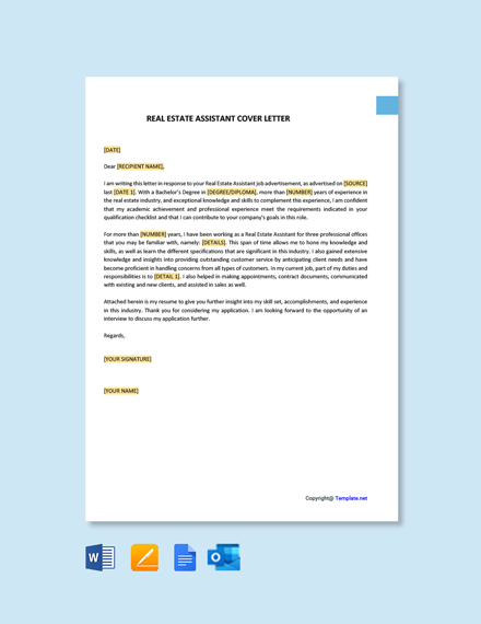 Free Real Estate Assistant Cover Letter Template