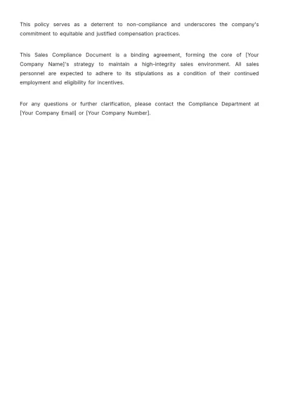 Free Sales Compliance Document for Incentive Disbursements Template to Edit Online