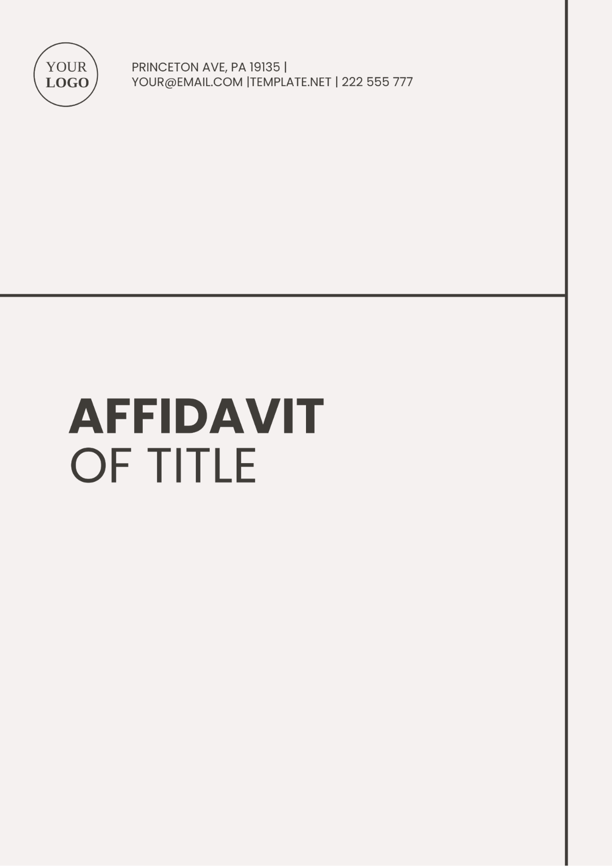 Affidavit of Title Template