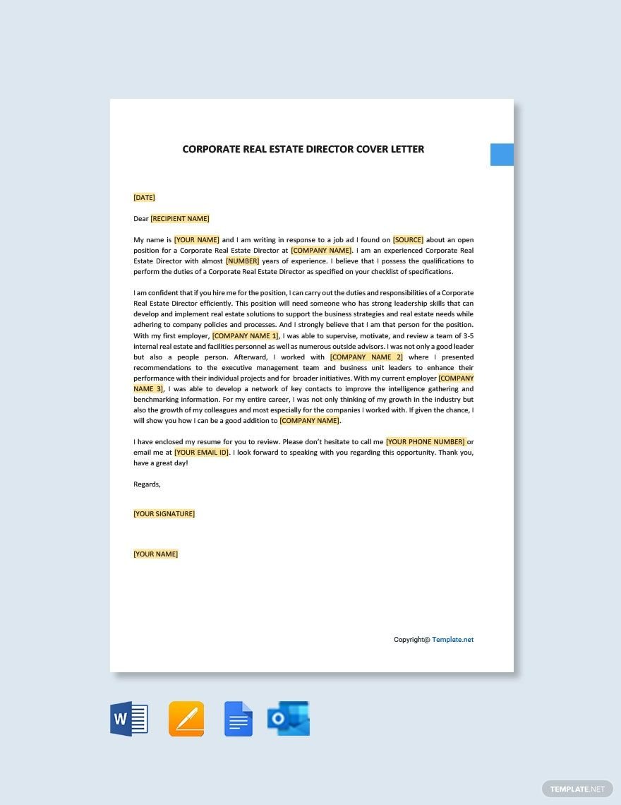 Corporate Real Estate Director Cover Letter Template
