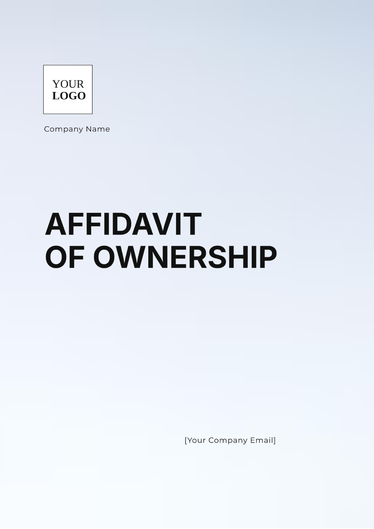 Affidavit of Ownership Design Template