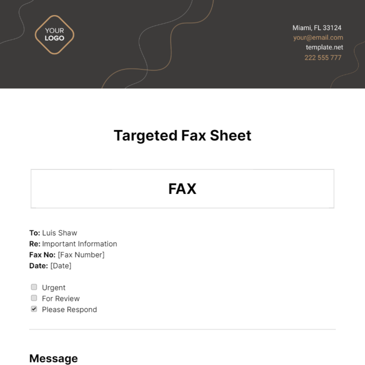 Targeted Fax Sheet Template