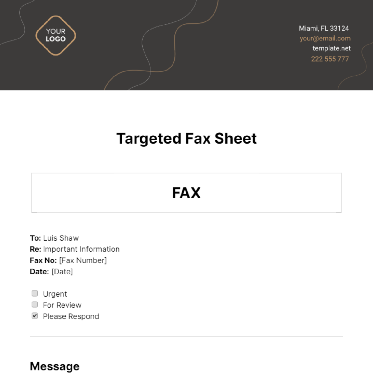 Targeted Fax Sheet Template - Edit Online & Download