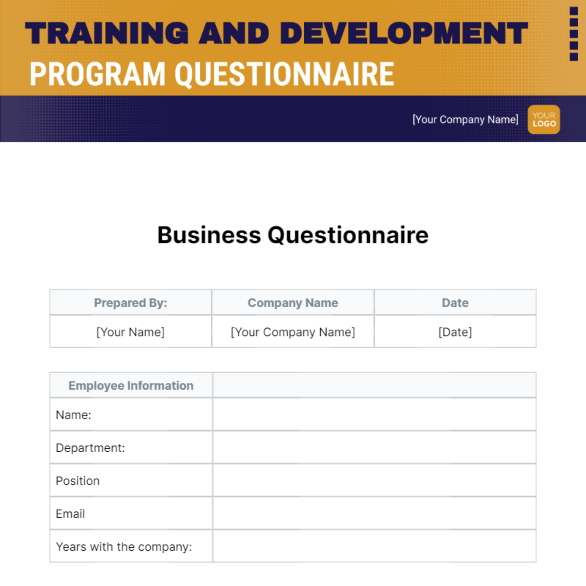 Business Questionnaire Template