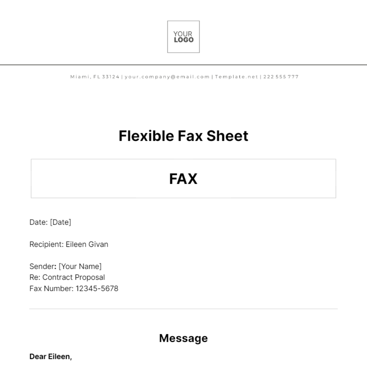 Flexible Fax Sheet Template