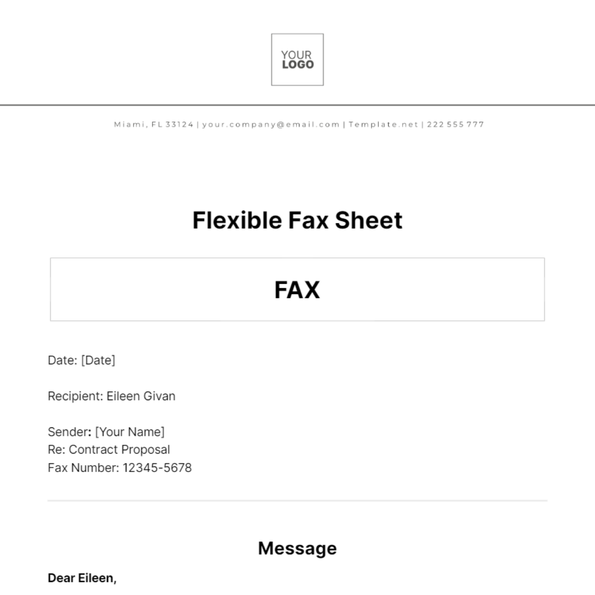 Flexible Fax Sheet Template - Edit Online & Download