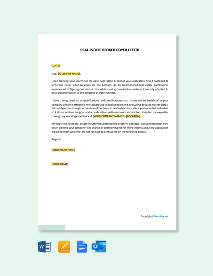 Free Real Estate Broker Cover Letter Template