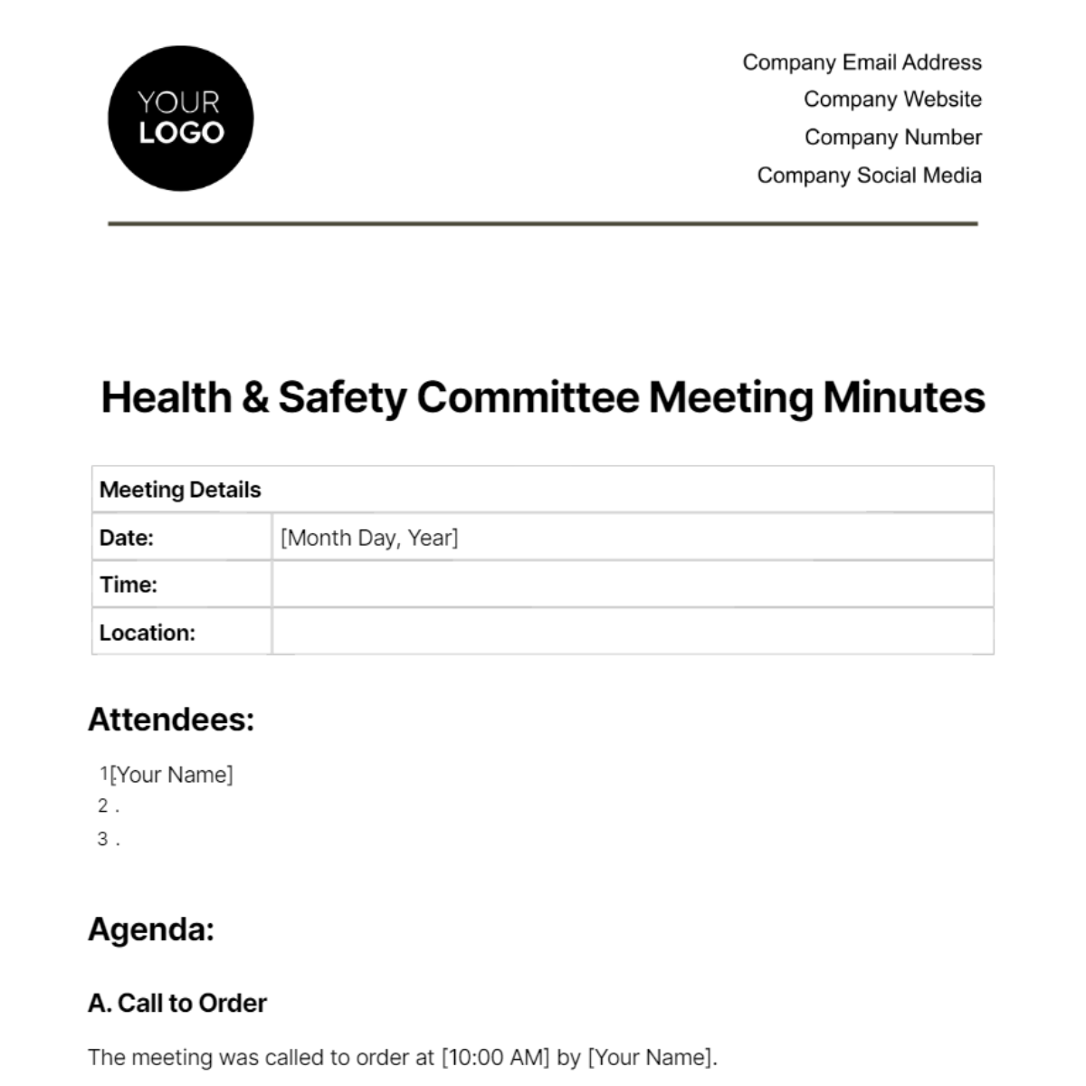 Health & Safety Committee Meeting Minutes Template - Edit Online & Download