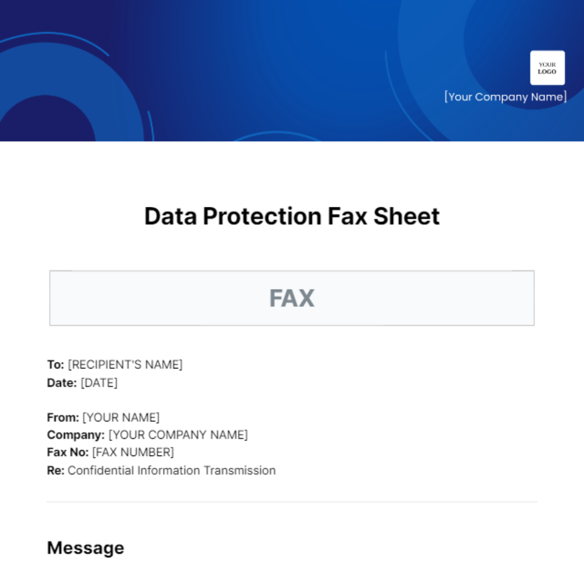 Data Protection Fax Sheet Template - Edit Online & Download