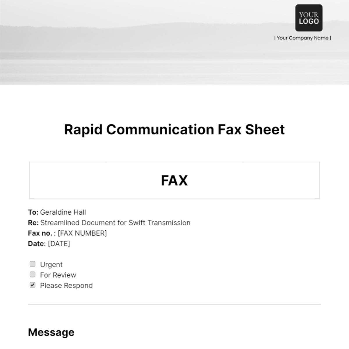 Rapid Communication Fax Sheet Template - Edit Online & Download