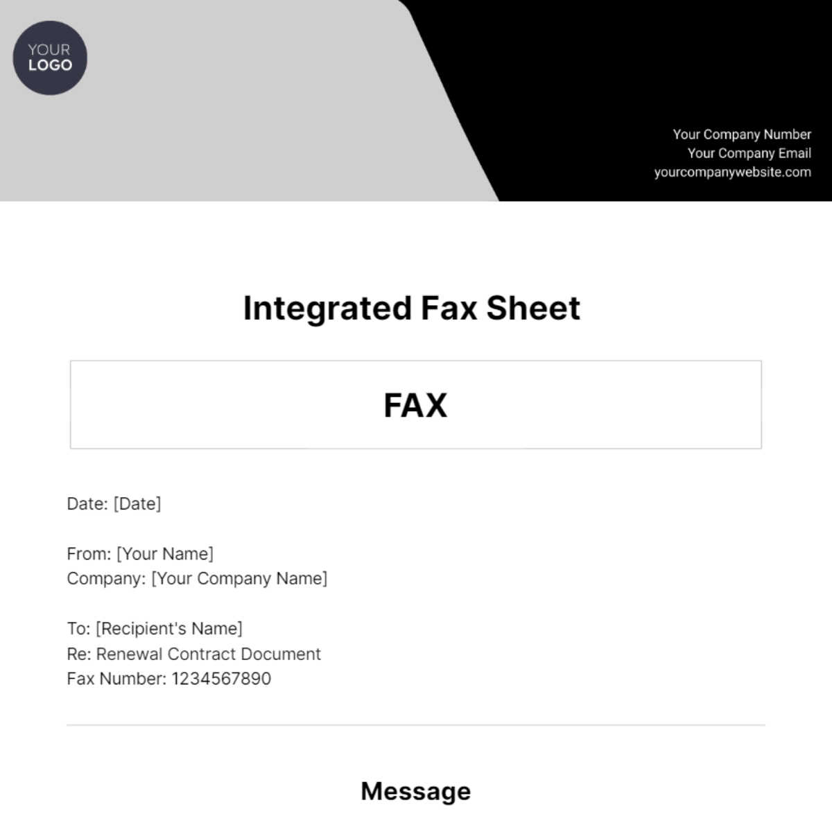 Integrated Fax Sheet Template
