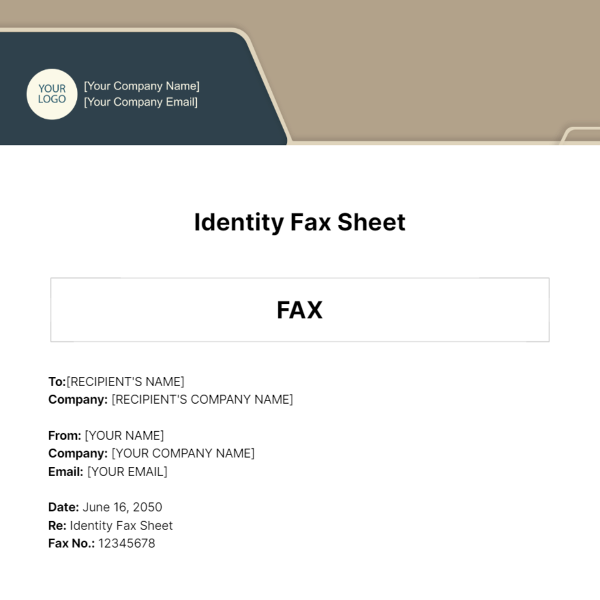 Identity Fax Sheet Template