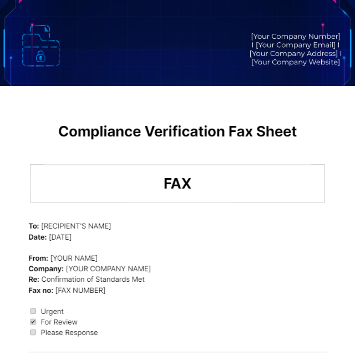 Compliance Verification Fax Sheet Template - Edit Online & Download