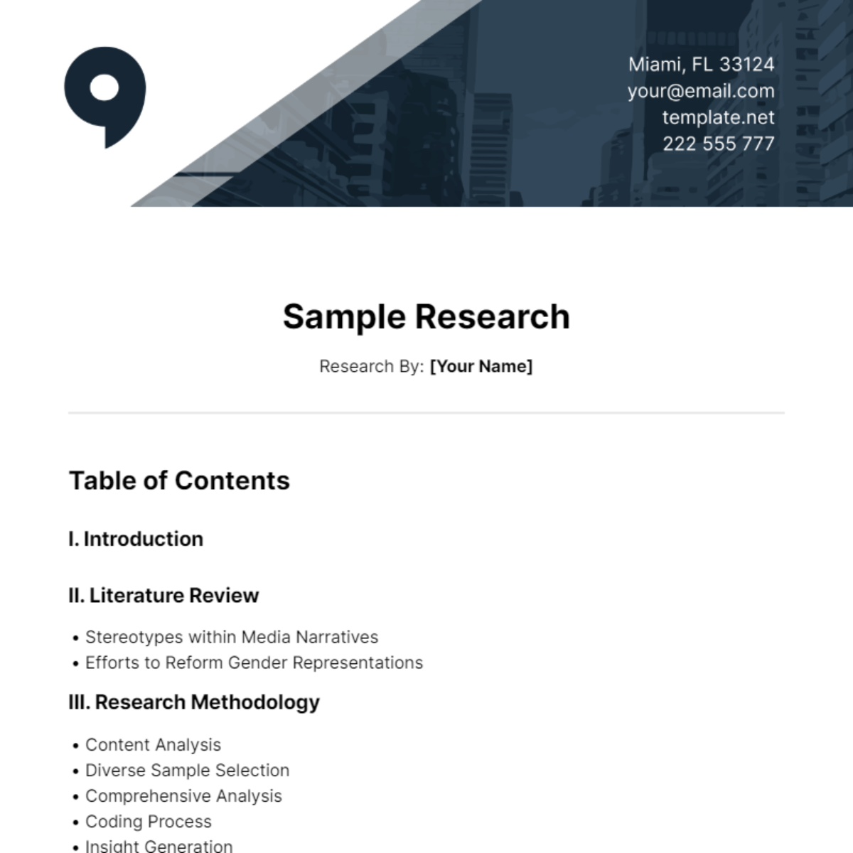 Sample Research Template